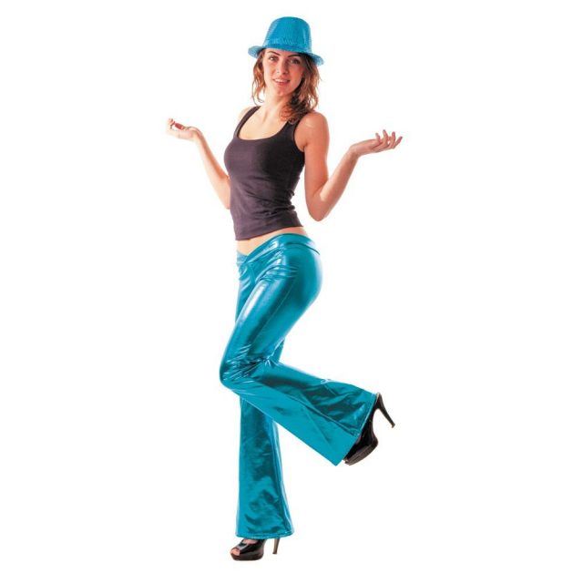 Pantalon disco turquoise femme
