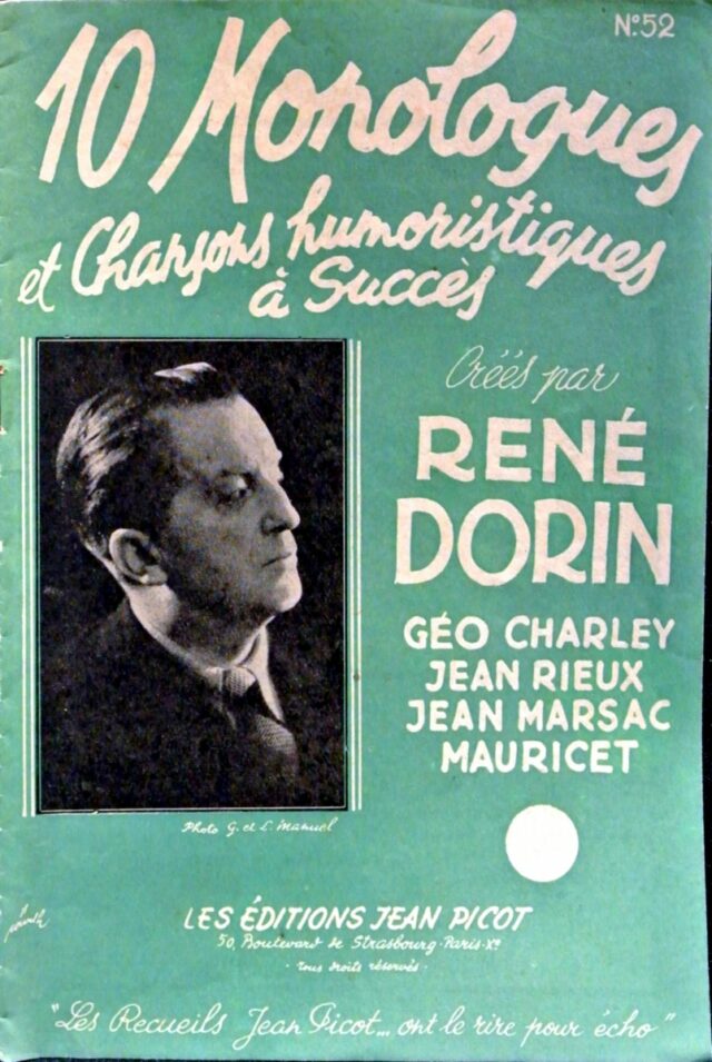 Livret 10 Monologues et Chansons humos de René DORIN