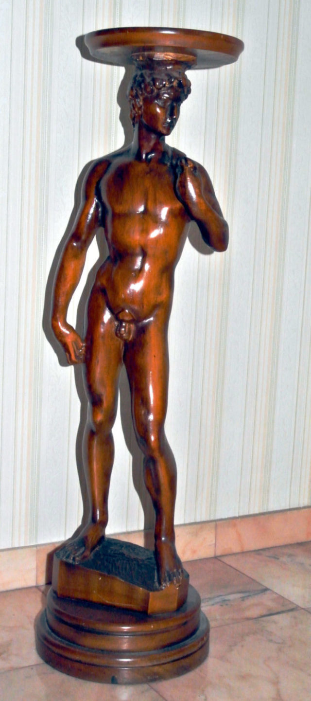 Colonne statue en bois mythologie Apollon
